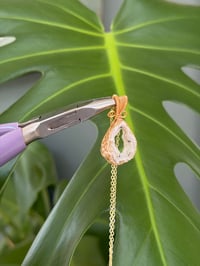 Image 5 of Gold White Druzy Geode Crystal Necklace 