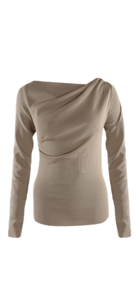 Fine Knit Side Ruched Jumper Taupe