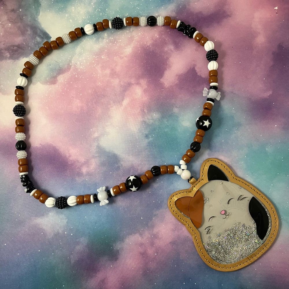 Image of Calico Squish Shaker Kandi Necklace Fidget