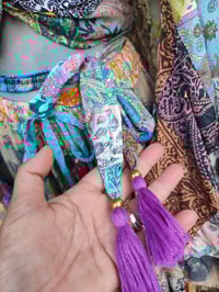 Image 8 of Patchwork Stevie top purple bigger tassels