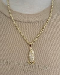 Image 3 of Iced Out St. Mary Pendant with 4mm 22” Rope Chain – Religious Necklace