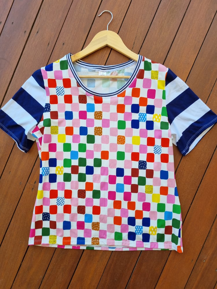 Image of COLOUR GRID TEE. AVAILABLE in MEDIUM