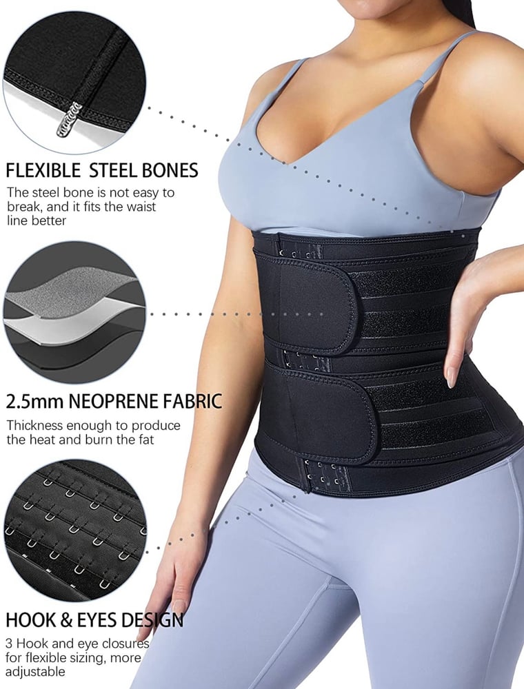 Fitness Latex Waist Trainer Velcro Belt Ab Slimming Zipper Neoprene