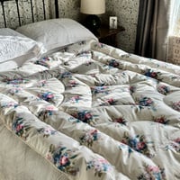 Image 1 of Small Double True Vintage Glazed Cotton Floral Bouquet Eiderdown