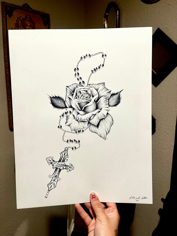 Image of 11x14 print Rose + Rosary