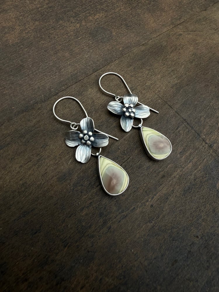 Image of Dogwood Flower Imperial Jasper Dangle Earrings