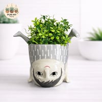 Boy Doing Handstand Pot Planter Grey 12cm