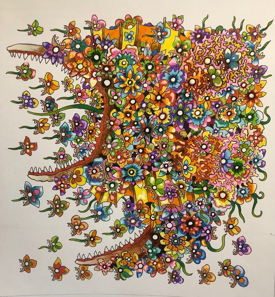 Image of The Subatomic Universe Inside A Single Plant Cell (original  13 x12 inch  acrylic and ink on paper