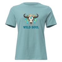 Image 6 of Women's Relaxed T-Shirt, Wild Soul Longhorn Skull tee
