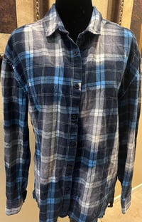 Image 2 of Vintage Blue/Black Bleached Flannel Shirt Journey