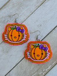 Image 1 of Kitty Pumpkin earrings 2