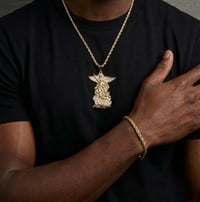 Image 1 of San Miguel Pendant Rope Chain Set 4mm 22” Necklace & 8” Bracelet | Gold Plated