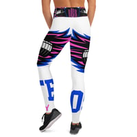 Image 1 of BOSSFITTED White Neon Pink and Blue Yoga Leggings