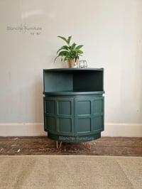 Image 1 of Nathan Corner Drinks Cabinet in Bottle Green with Copper legs