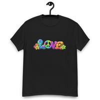 Image 2 of Unisex classic tee, Love, Peace and Flowers Retro Tee