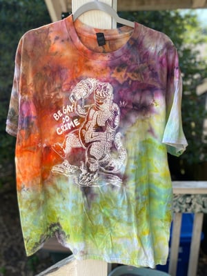 Image of XL Godzilla Be Gay Do Crime Tie Dye Shirt 1