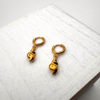 Image 1 of Conch Shell Huggie Hoop Earrings