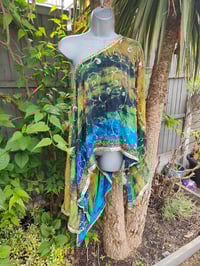 Image 3 of Poncho Woodstock Top -free size yellow blue