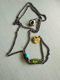 Image 12 of 22k gold tudor rose charm necklace with turquoise and tourmaline by peaces of indigo