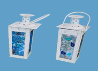 Image 1 of Mini Fused Glass & Metal Lantern – 4.6" Tall x 3" Wide