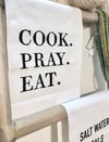 100% Cotton Tea Towel-Cook. Pray. Eat.