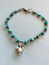 Image 2 of turquoise and pearl charm bracelet