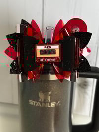Image 3 of Red Album Inspired Tumbler Accessory Set | Bow, Straw Bauble & Bracelet Stack