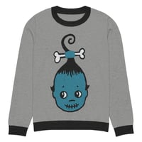 Image 3 of Shrunken Kewp Blue/grey Knitted crew neck sweater