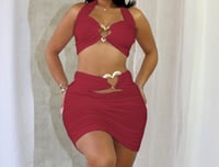 Image 4 of Heart Metal Decor Halter Ruched Skirt Setsh / PRE ORDER