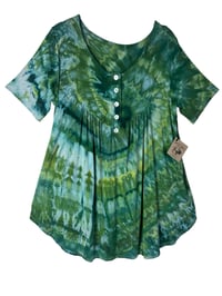 Image 4 of L Luxe Knit Babydoll Top in Verdant Spiral Ice Dye