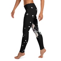 Image 3 of Starry Black and Watercolor Crow Leggings