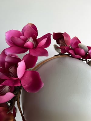 Image of Burgundy magnolia headpiece #2