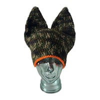 Image 1 of Dark Camo Ear Beanie with Orange Trim