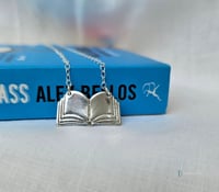Image 1 of Fine Silver Open Book Pendant Necklace