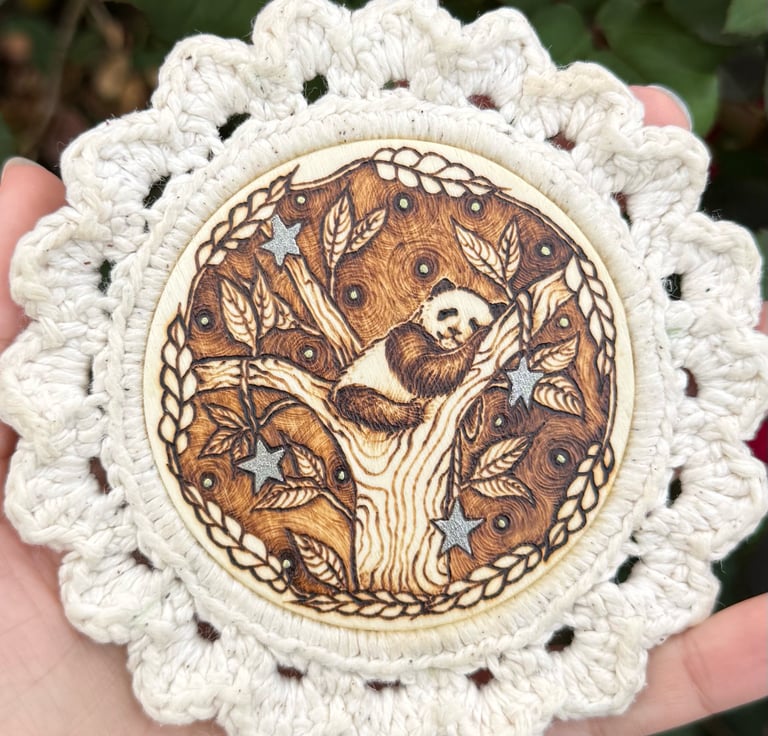 Starry Panda Wood Burning Image 2