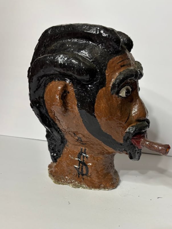 Image of Cement Braided Olmec Head 