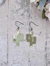 Image 2 of Army Print Cactus Earrings (small)
