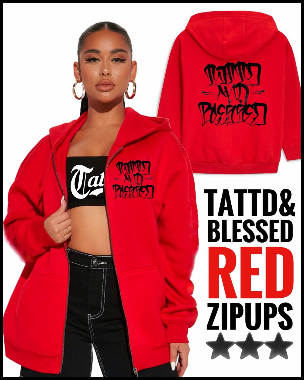 25% Off!!! Red Tattd&blessed Zipup!!!