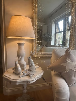 Image of ANTIQUE WHITE CANDLESTICK TABLE LAMP