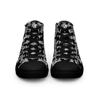 Image 16 of Antique Anatomical Heart Illustration Black/White Baroque Pattern Women’s High Top Canvas Shoes