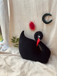 Image 2 of Swan Cushion in Black velvet
