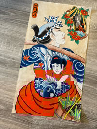 Image 1 of Original painting fisherman 26x50cm by Pliz
