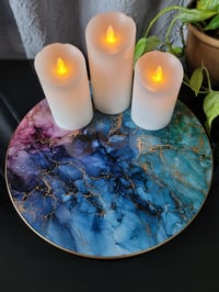 Image 3 of 14" Lazy Susan Turntable Epoxy Resin Art 'The Fool'