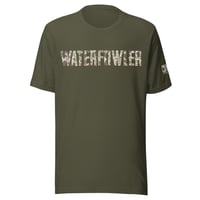Image 3 of OWG - WATERFOWLER BROWN CAMO - With Left Sleeve Brand Bella Canvas 3001 Unisex T-shirt