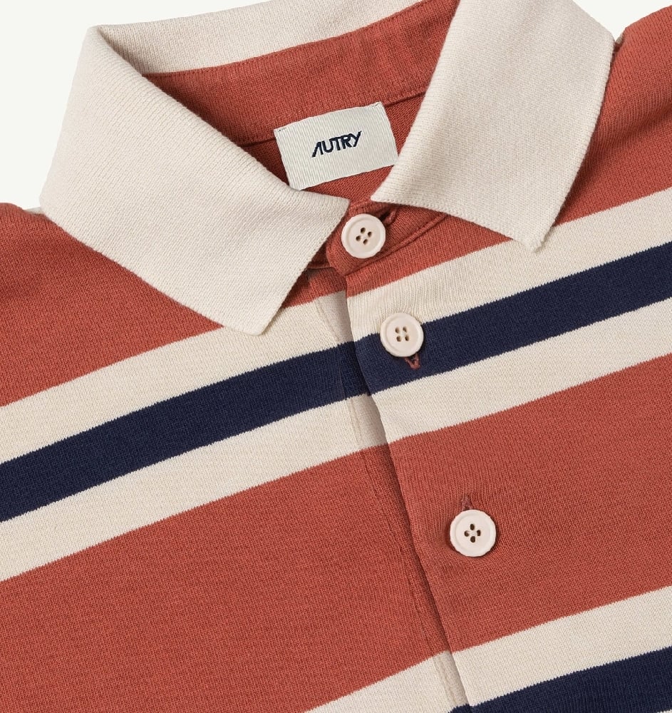 Image of AUTRY STRIPED RUGBY POLO RED