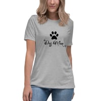 Image 12 of Women's Relaxed T-Shirt, Dog Mom T-Shirt | Paw Print Dog Lover Script Graphic Tee