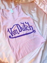 Image 1 of Von Dutch Light Pink Tank Top Blue Logo