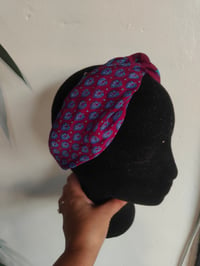 Image 2 of Turban Head Band- recycled sari fabric Blue Purple