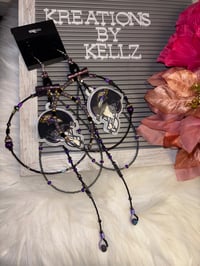 Image 2 of Large Hoop Ravens Earrings 9