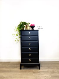 Image 1 of Black painted Stag Minstrel Narrow Tallboy - Chest of Drawers 